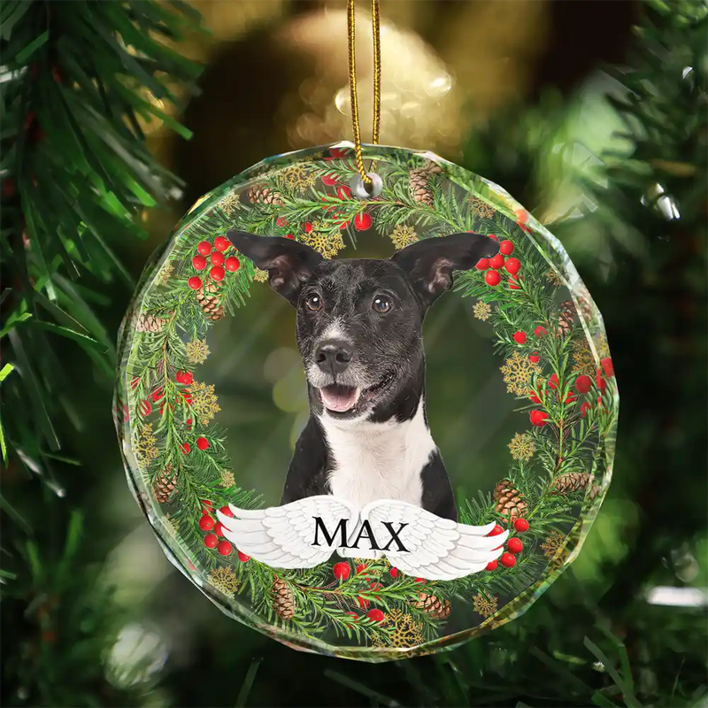 Custom Photo In Loving Memory Pet Memorial - Personalized Combo Circle Glass Ornament