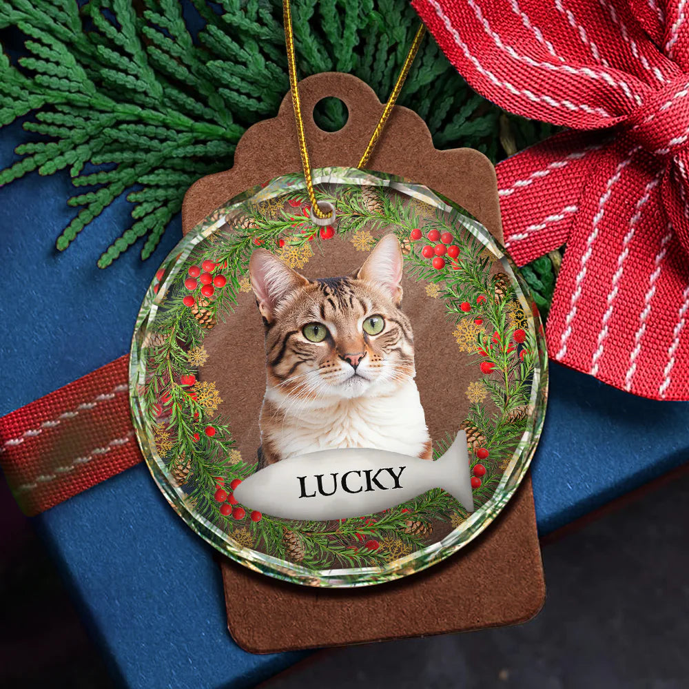 Custom Photo In Loving Memory Pet Memorial - Personalized Combo Circle Glass Ornament