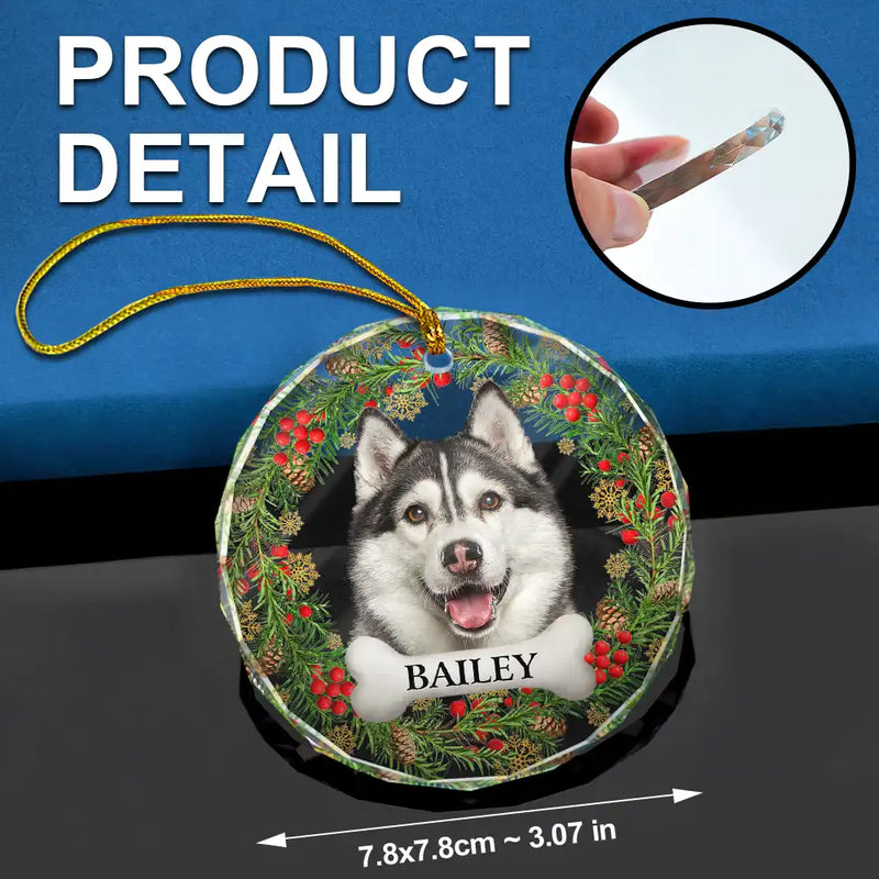 Custom Photo In Loving Memory Pet Memorial - Personalized Combo Circle Glass Ornament