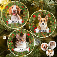 Custom Photo In Loving Memory Pet Memorial - Personalized Combo Circle Glass Ornament