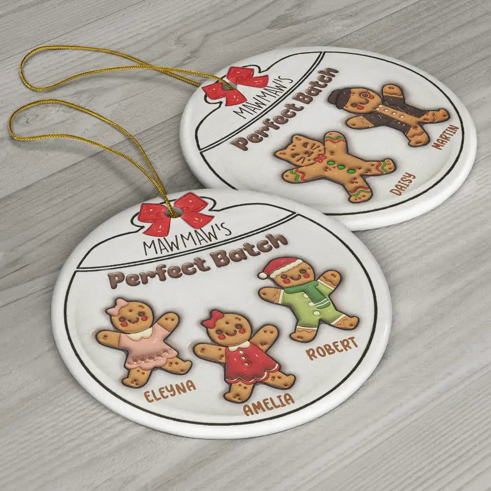 Gingerbread Cookies Grandma Grandpa Perfect Patch - 3D Inflated Effect Printed Personalized Circle Ceramic Ornament