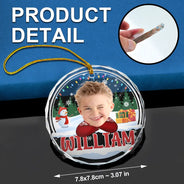 Custom Photo Kid's Face Chibi Style - Personalized Combo Circle Glass Ornament