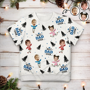 Gift For Grandpa, Gift For Father - Custom Photo Best Dad Grandpa Ever - Personalized Short Sleeve Sweater
