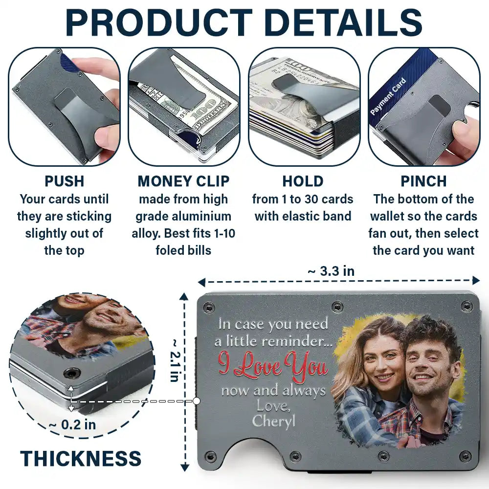 Custom Photo In Case You Need A Little Reminder - Personalized Card Wallet With Money Clip