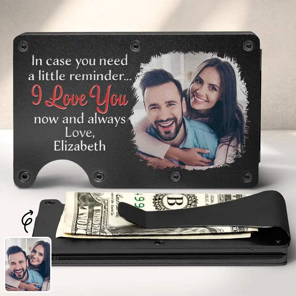 Custom Photo In Case You Need A Little Reminder - Personalized Card Wallet With Money Clip
