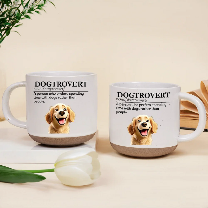 Dog Mom,Dog Lovers,Pet Lovers,Funny - Dogtrovert Who Prefers Spending Time With Dogs - Personalized Pottery Mug
