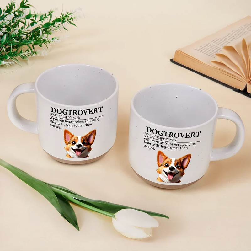 Dog Mom,Dog Lovers,Pet Lovers,Funny - Dogtrovert Who Prefers Spending Time With Dogs - Personalized Pottery Mug