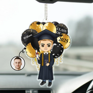 Custom Photo Happy Graduation - Gift For Friends, Children - Personalized Acrylic Car Hanger