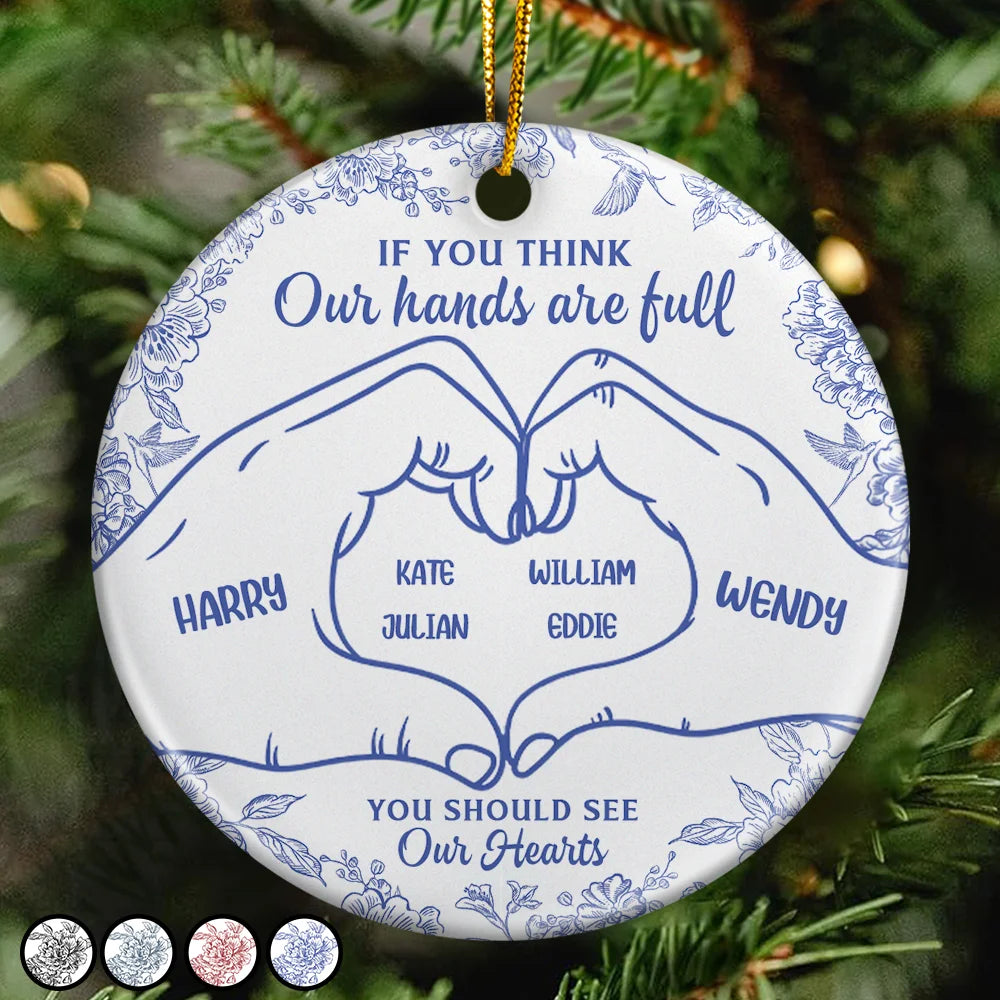 A Heart Full Of Love - Personalized Circle Ceramic Ornament