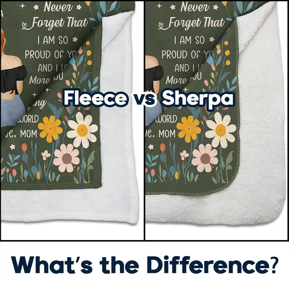 Gift For Mother, Gift For Daughter, Mom - Daughters (Adult), Happy - A Hug From Mom - Personalized Fleece Blanket, Sherpa Blanket