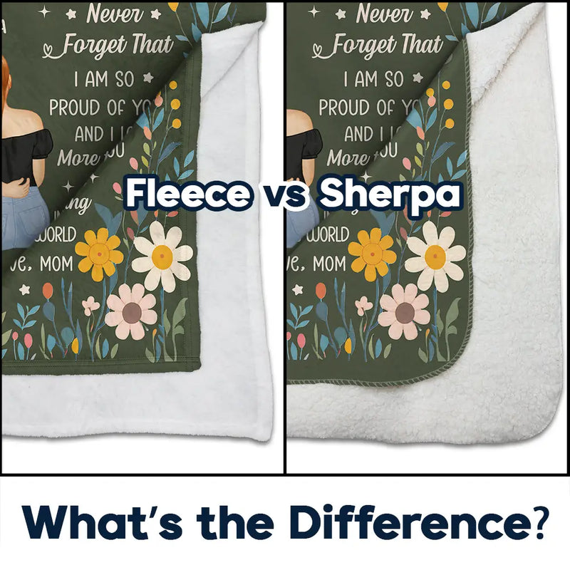 Gift For Mother, Gift For Daughter, Mom - Daughters (Adult), Happy - A Hug From Mom - Personalized Fleece Blanket, Sherpa Blanket