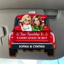 Gift For Bestie, Gift For Sisters, Love - A Journey Without An End 3D Effect Bestie Red Truck - Personalized Custom Shaped Car Visor Clip