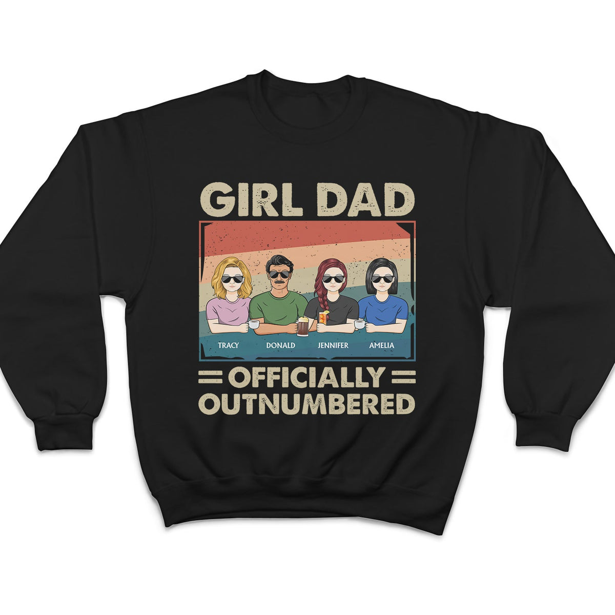 Girl Dad Officially Outnumbered - Funny Gift For Dad, Father, Grandpa - Personalized T Shirt