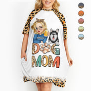 Dog Mom - Funny Gift For Dog Lovers, Pet Lovers - Personalized Women's Sleep Tee