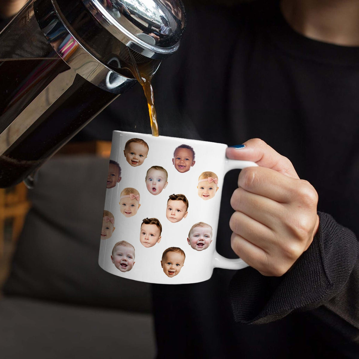Custom Photo Funny Kid Face - Personalized White Edge-to-Edge Mug