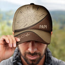 Gift For Husband,Parents,Gift For Yourself,Gift For Men,Gift For Grandpa,Gift For Father,Love,French,Gift For Grandparents,Non-Eng,Icon,Proud - Check Poing Contre Poing Grand-père Papa Avec Enfants - Casquette Classique Personnalisée