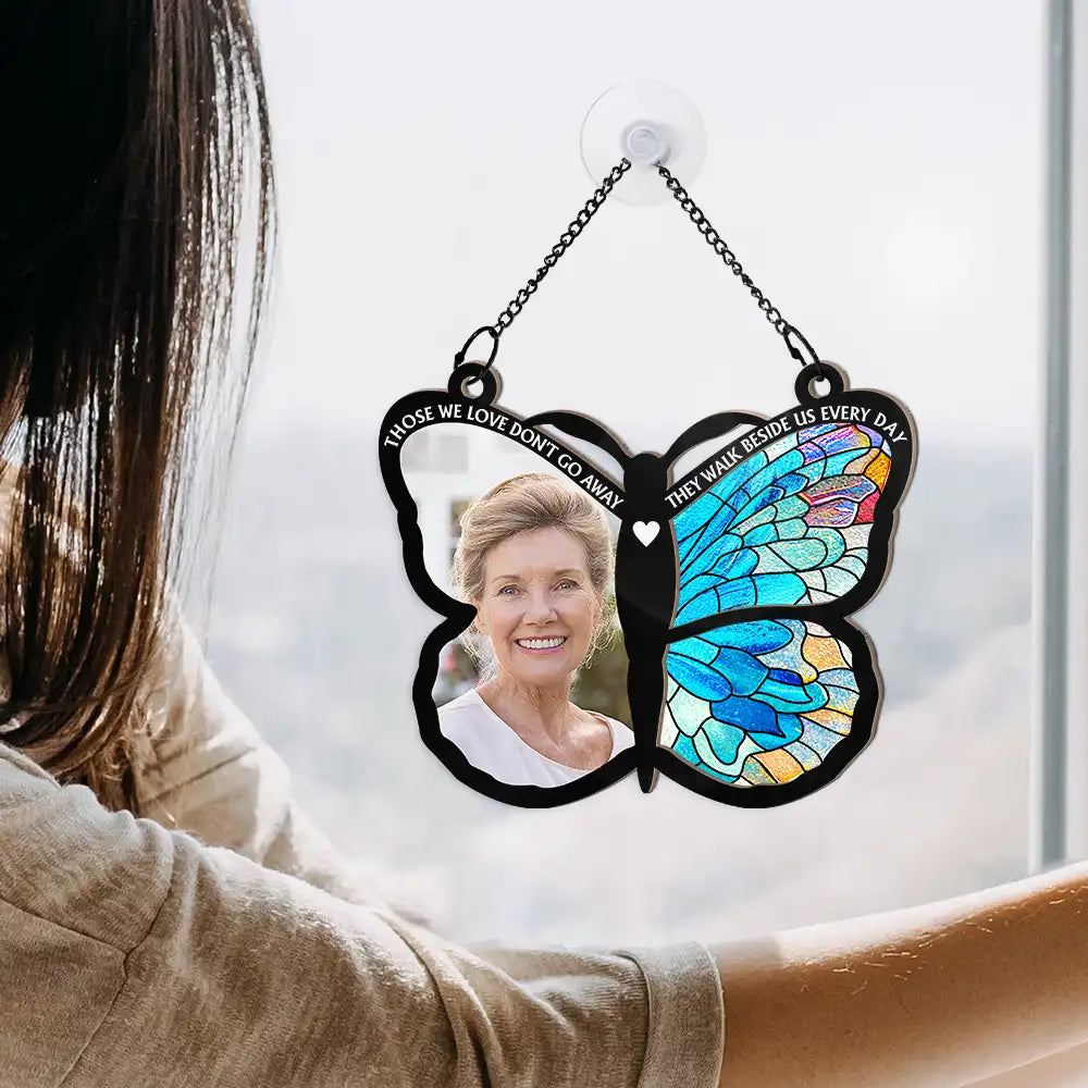 Custom Photo Although You Cannot See Me Memorial - Personalized Window Hanging Suncatcher Ornament