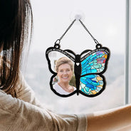 Custom Photo Although You Cannot See Me Memorial - Personalized Window Hanging Suncatcher Ornament