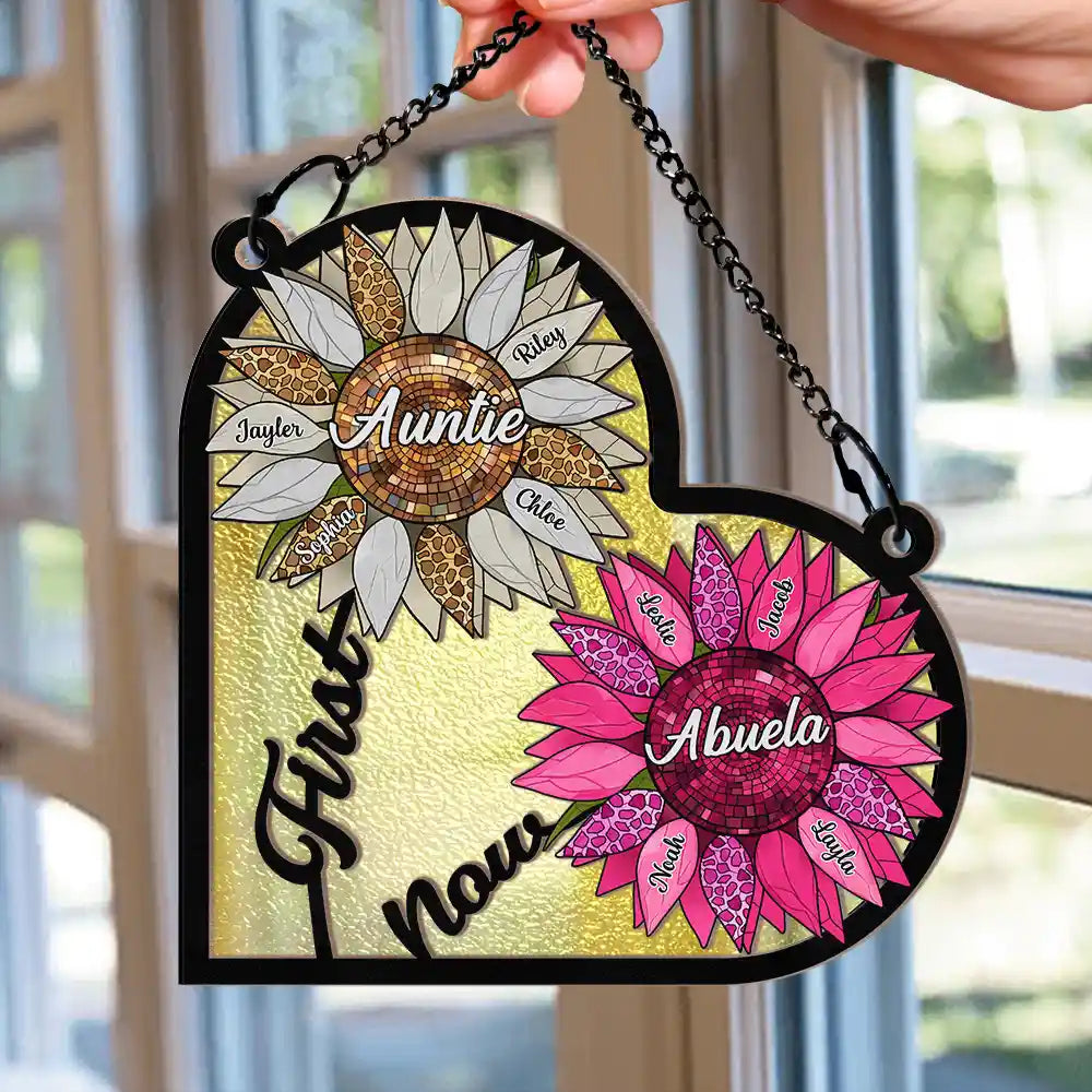 First Mom Now Grandma - Personalized Window Hanging Suncatcher Ornament