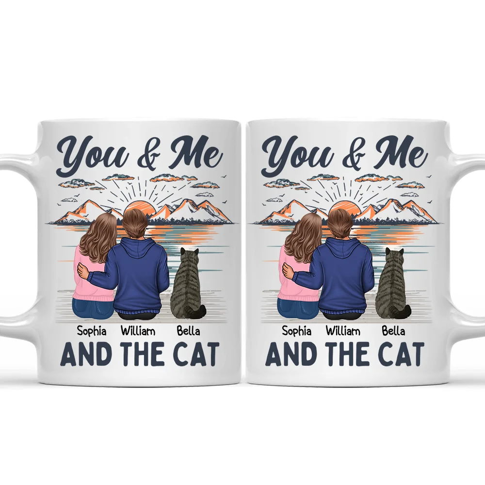 You & Me And The Cat - Personalized Mug