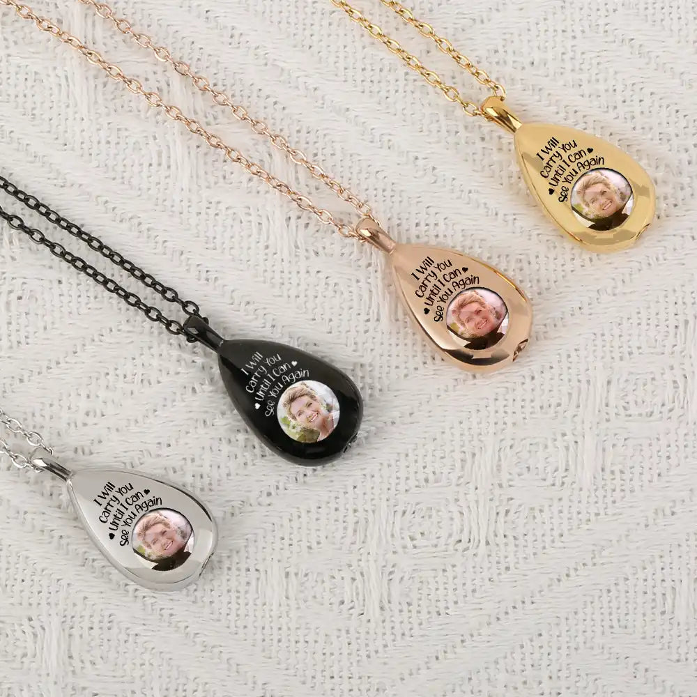 Custom Photo I Will Carry You Memorial - Personalized Keepsake Necklace