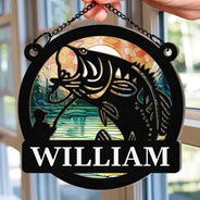 Bass Fishing - Personalized Window Hanging Suncatcher Ornament