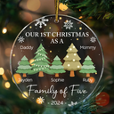 First Christmas As A Family Of Three - Personalized Circle Acrylic Ornament