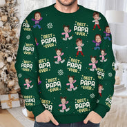 Custom Photo Best Dad Ever Funny Kids Christmas - Personalized Unisex Ugly Sweater