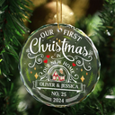 First Christmas In New Home Couples Family - Personalized Circle Glass Ornament