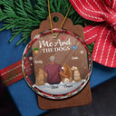 You & Me & The Dog Christmas Couple - Personalized Circle Glass Ornament