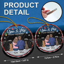 You & Me & The Dog Christmas Couple - Personalized Circle Glass Ornament