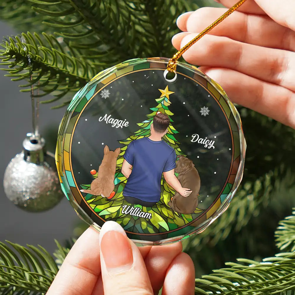 Life Is Better With A Dog Christmas - Personalized Circle Glass Ornament