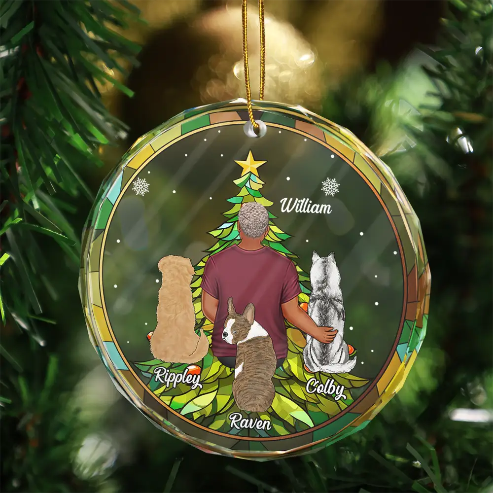 Life Is Better With A Dog Christmas - Personalized Circle Glass Ornament