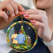 Life Is Better With A Dog Christmas - Personalized Circle Glass Ornament