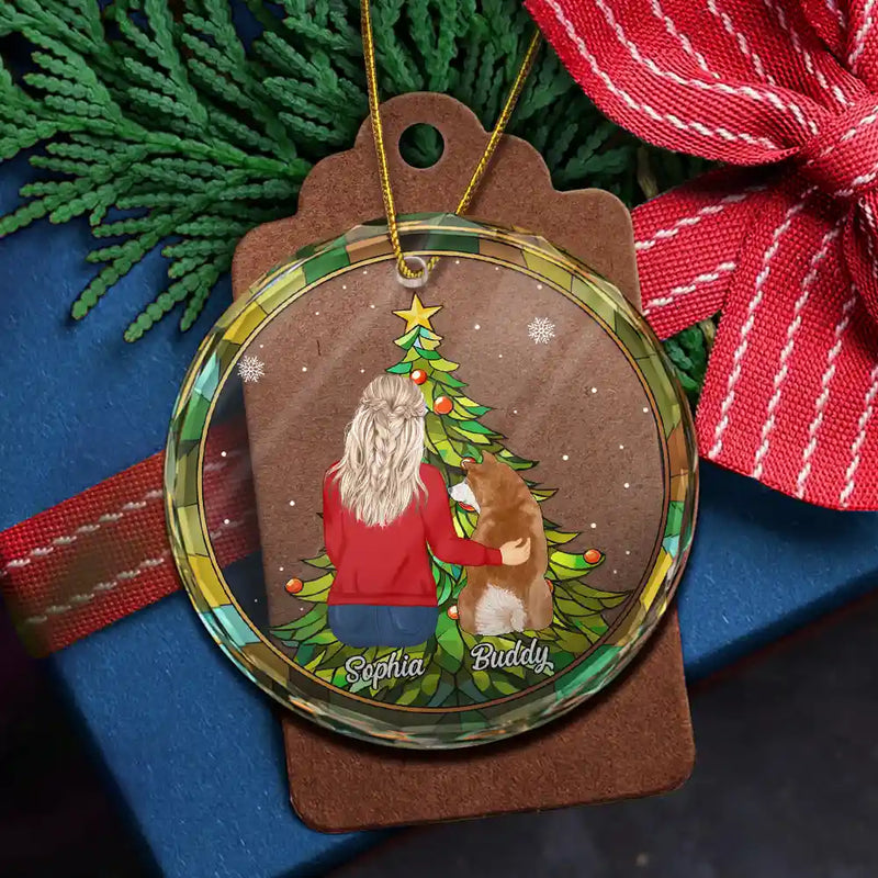 Life Is Better With A Dog Christmas - Personalized Circle Glass Ornament