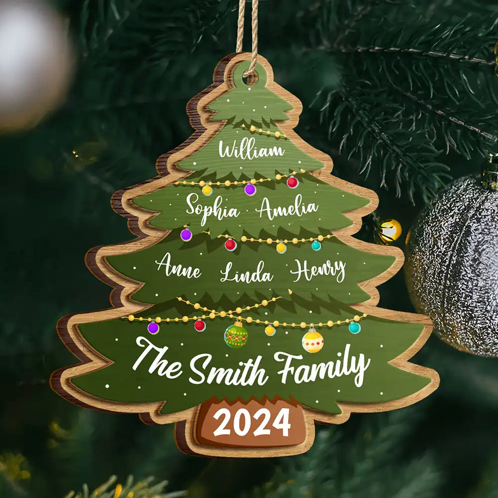 Christmas Tree Family - Personalized 2-Layered Wooden Ornament