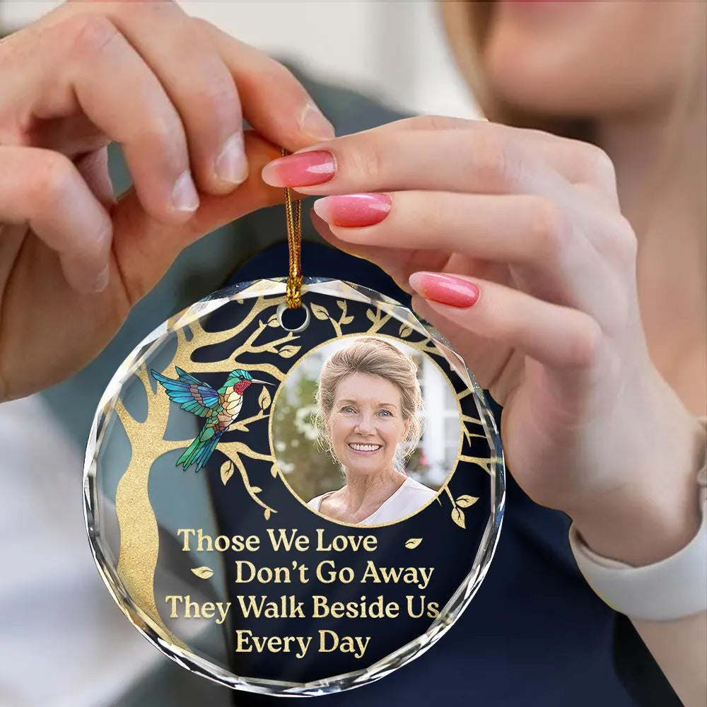 Family, Parents, Gift For Grandparents, Gift For Sibling - Custom Photo Although You Cannot See Me Memorial - Personalized Circle Glass Ornament