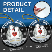 Christmas,Love,Gift For Couples,Gift For Husband,Gift For Wife,Gift For Boyfriend,Gift For Girlfriend,Anniversary - Forever To Go Penguin Couple - Personalized Circle Glass Ornament
