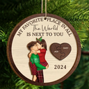 Gift For Couples - My Favorite Place In All The World Kissing Couples - Personalized 2-Layered Wooden Ornament