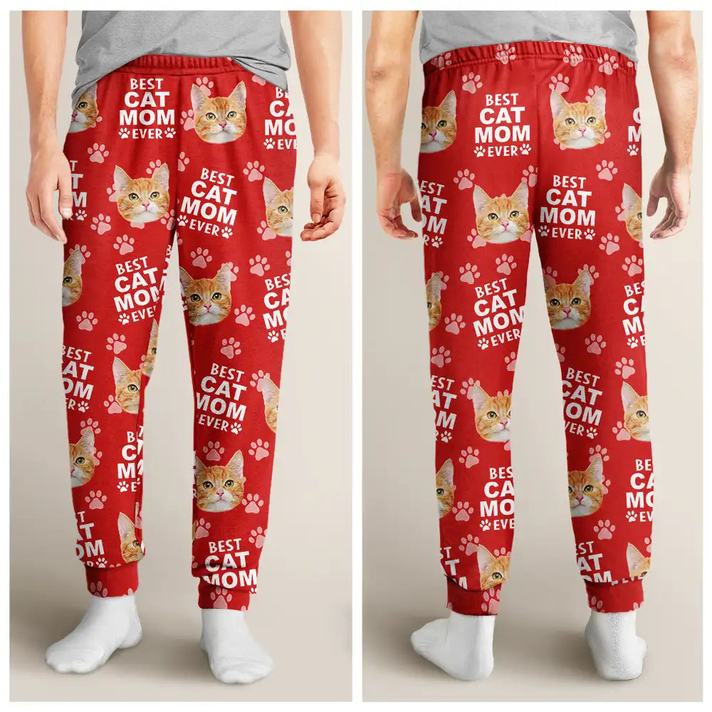 Dog Lovers,Dog Mom,Dog Dad,Pet Lovers,Cat Lovers - Custom Photo Best Dog Dad Ever Funny Pattern Family - Personalized Pajama Pants