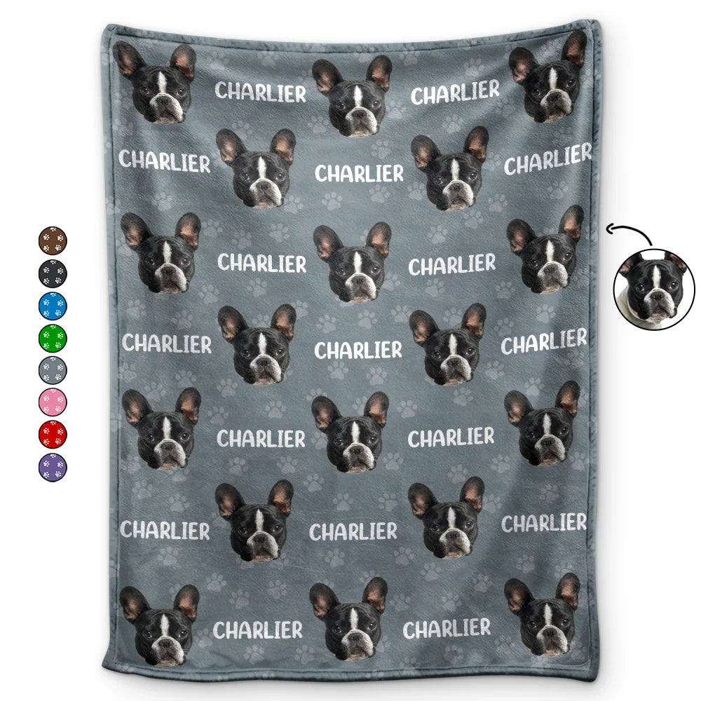 Custom Photo Funny Pet Face Pattern Dog Cat Family - Personalized Fleece Blanket, Sherpa Blanket