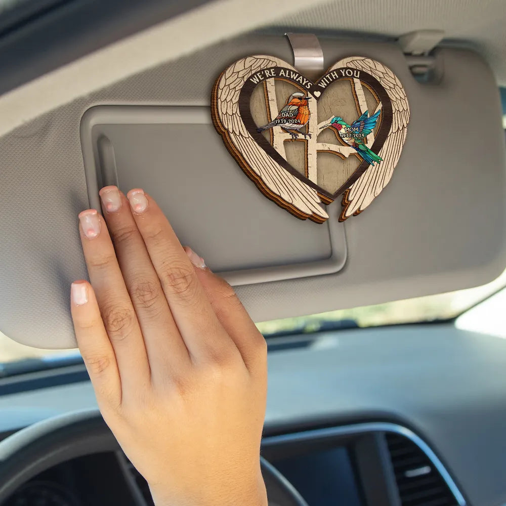 Sad,Family,Parents,Gift For Grandparents,Gift For Sibling,Memorial - Memorial Bird I'm Always With You - Personalized Custom Shaped Car Visor Clip
