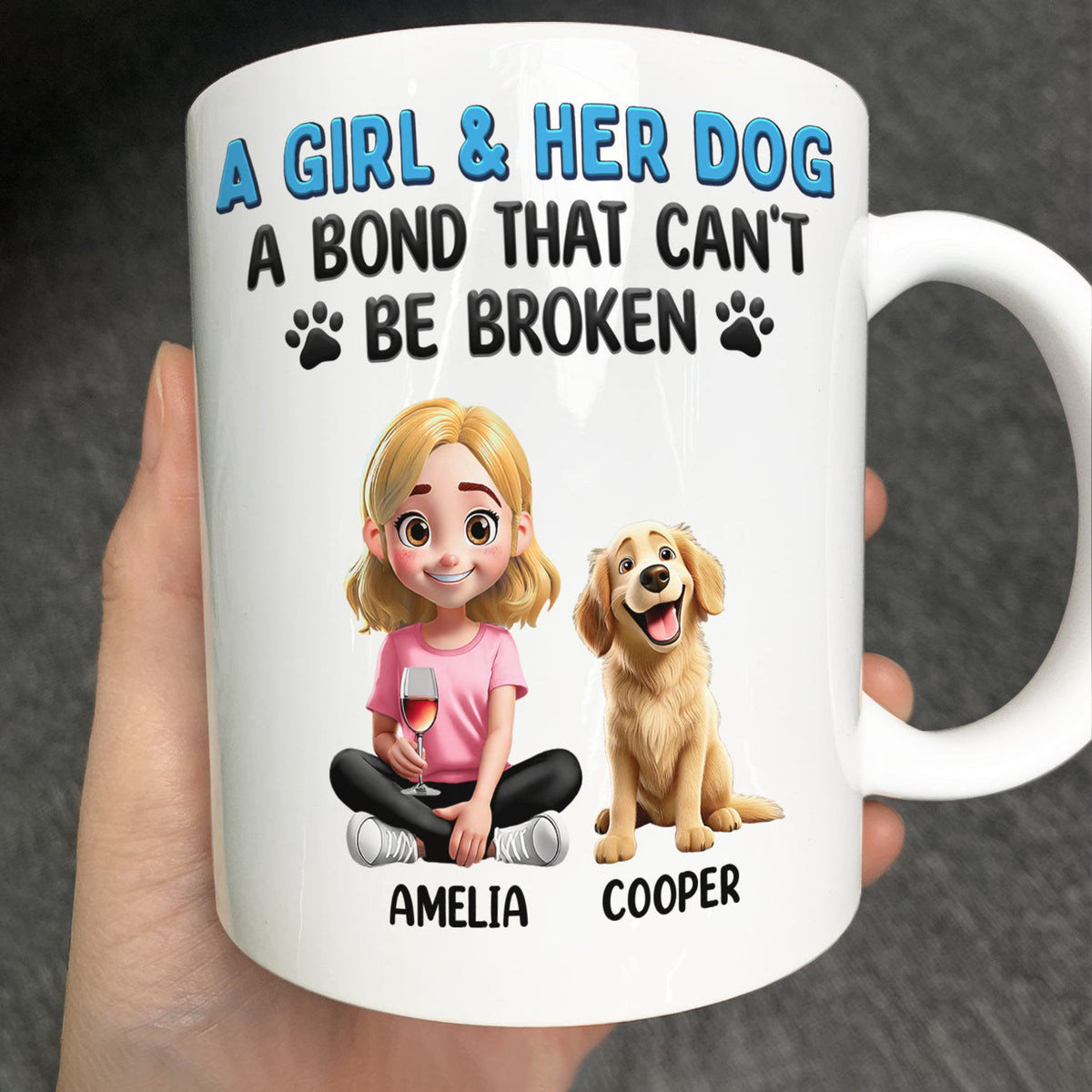 A Bond That Can't Be Broken Dog Mom Dog Dad 3D Effect - Personalized Mug