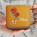 Gift For Grandma, Gift For Mother - Birth Flowers Mom Grandma Nana - Personalized Pottery Mug
