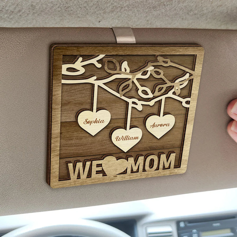 Happy,Gift For Mother,Gift For Father,Gift For Husband,Gift For Wife - We Love Mom Dad - Personalized Custom Shaped Car Visor Clip