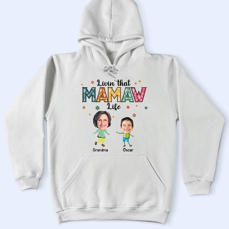Gift For Grandma,Gift For Mother,Happy,Gift For Wife - Custom Photo Living That Grandma Life Funny Cartoon - Personalized T Shirt