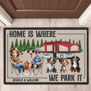 You And Me And The Dogs Camping Cartoon - Personalized Doormat