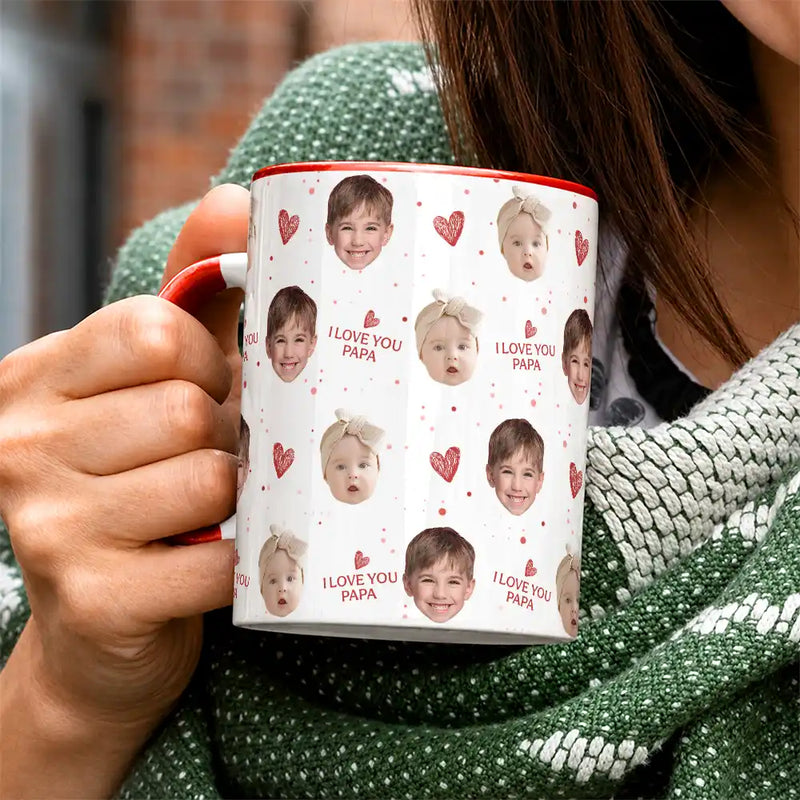 Custom Photo I Love You Dad Grandpa - Personalized Accent Mug