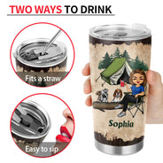 A Girl Her Dog & Her Camper - Camping Gift - Personalized Custom Tumbler