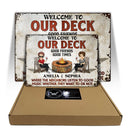 Welcome To Our Patio Grilling Listen To The Good Music - Backyard Sign - Personalized Custom Classic Metal Signs